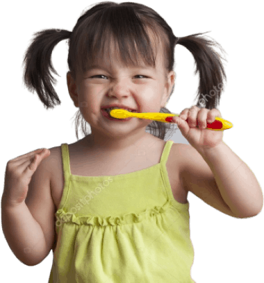 Niña, cepillar sus dientes